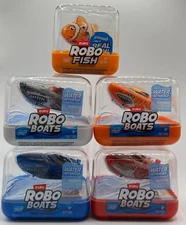 5PC Zuru Robo Alive Water Activated Boats & Fish Set ~ FAST SHIPPING ~ NEW