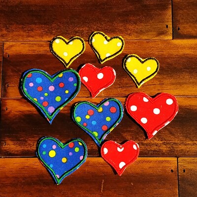 Hearts Patch Iron-On Cute Hearts Set of 3 Hearts Applique Embroidered Music