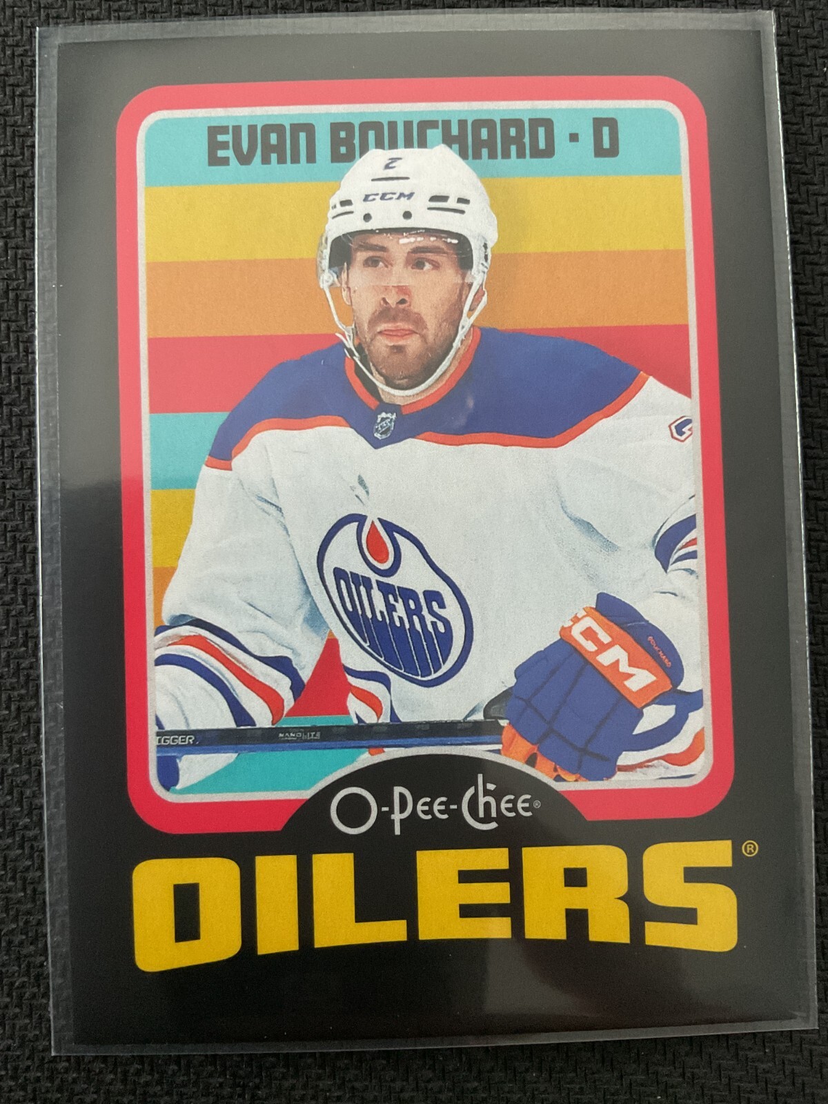 Evan Bouchard 2024-25 O-Pee-Chee OPC Retro Black Border Card #082/100