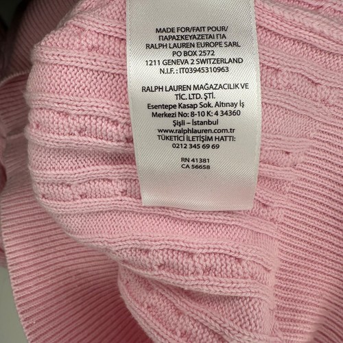 Polo Ralph Lauren Kids Cable Knit Cardigan Sweater Pink Cotton Blend Size S - Picture 16 of 17