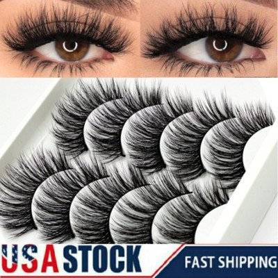 5 Pairs 3D False Eyelashes Mink Wispy Cross Long Thick Soft Fake Eye Lashes US