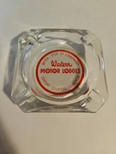 Vintage Western Motor Lodges Glass Ashtray 