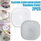 2pc Silicone Plug Flat for Shower Drain for Bath Square Drain Cover Hair Catcher