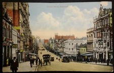 Australia Postcard Early 1900s Rare VHTF Melbourne Bourke St. Cars Trolley Rice