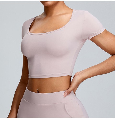 Soft and Comfy Mama's Gym Clothes, Short Sleeves with A-line Skirt Yoga Wear - Picture 15 of 27