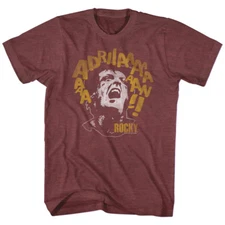 Rocky T-Shirt Distressed Yelling Adrian Maroon Heather Tee