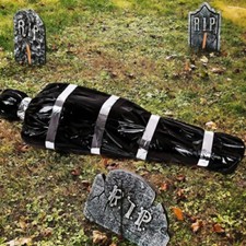 Halloween Scary Fake Corpse in Bag Outdoor Props Dead Victim Haunted House Decor