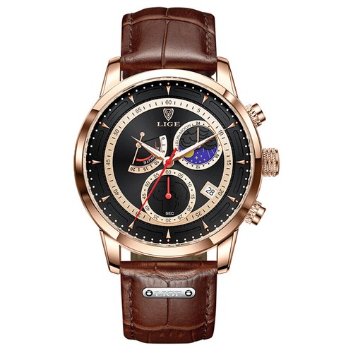 LIGE Men Quartz Watch Casual Male Wristwatch Boys Leather Sport Calendar Watches - Picture 20 of 26
