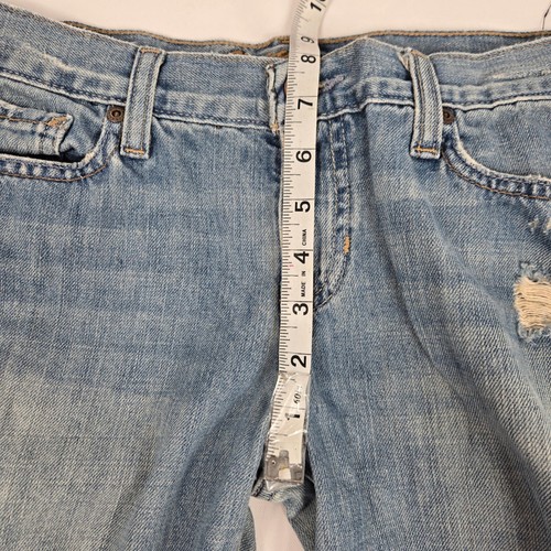 VTG Abercrombie & Fitch Emma Distressed Jeans Ripped Knee Raw Hem Bootcut Sz 6R - Picture 6 of 14