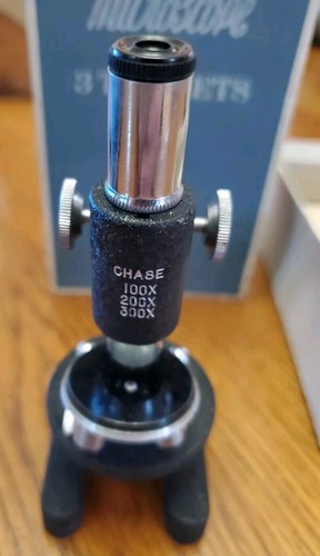 Vintage 3 Turrets Mini Chase Microcope With 3 Glass Slides Made In Japan In Box - Picture 2 of 14