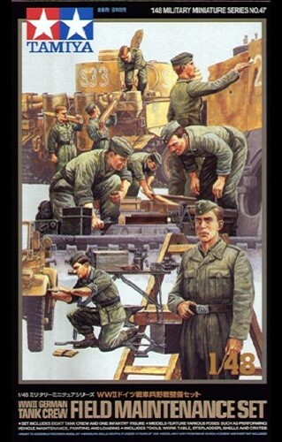 Kit de figuras modelo a escala 1/48 Tamiya 32547 Segunda Guerra Mundial tanque alemán mantenimiento de campo tripulación - Imagen 1 de 1