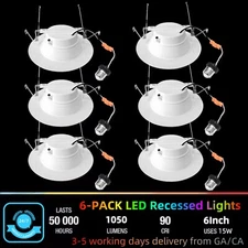 5/6 Inch LED Can Lights Retrofit Recessed Lighting Selectable 2700K-5000K White