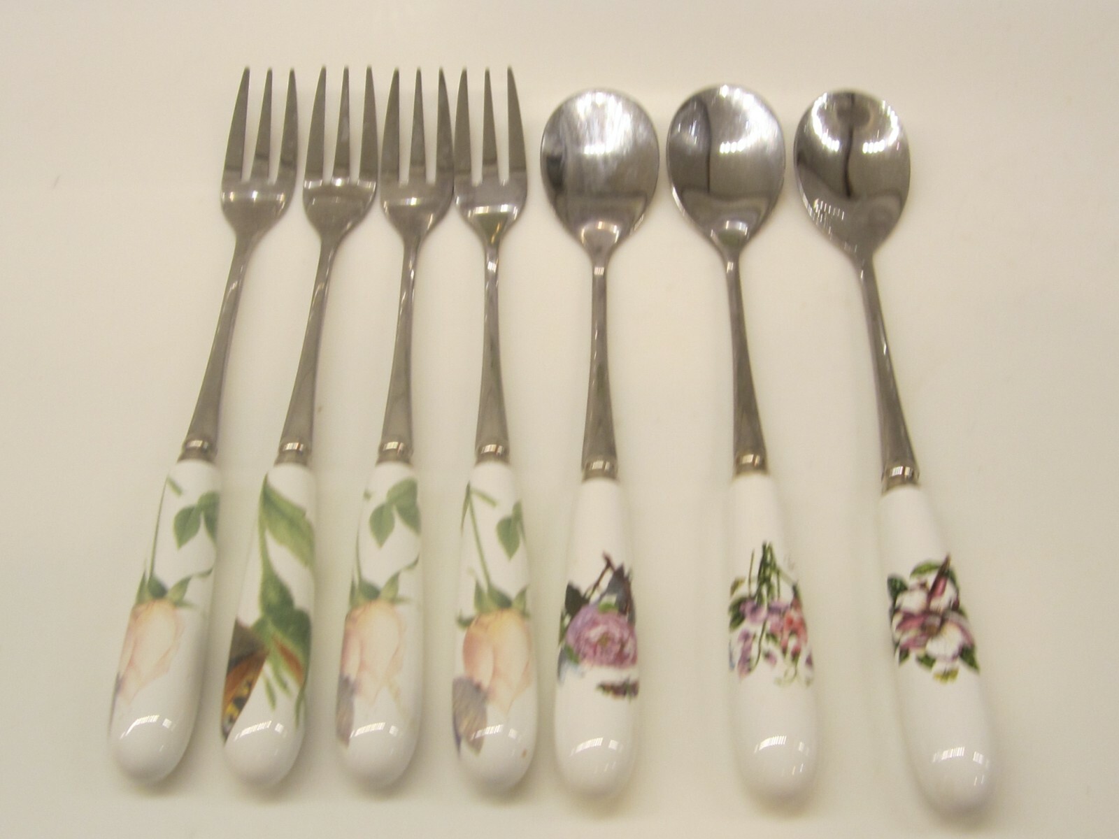 RW Royal Worcester PASTRY FORKS & PortMeirion TEA SPOONS Roses