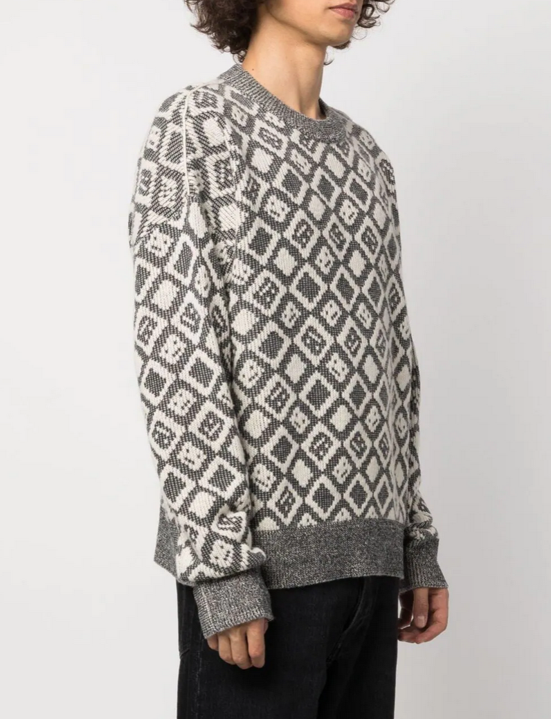 ACNE STUDIOS Checked-Intarsia Crew-Neck Jumper Size S Orig. $470