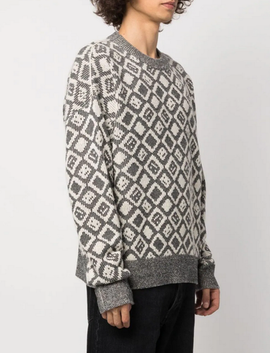 ACNE STUDIOS Checked-Intarsia Crew-Neck Jumper Size S Orig. $470 NEW - Picture 1 of 6