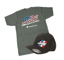 Swag Performance Gray American Flag T-Shirt With Black Flag Flexfit Cap 