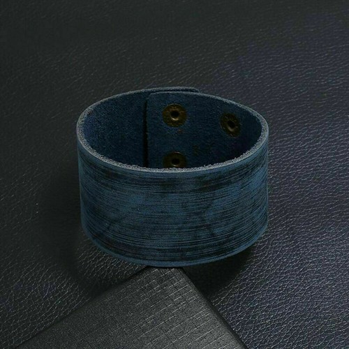 Pulsera Puño Pulsera Para Hombre Ancho Punk Envoltura de Cuero Ajustable Popular - Imagen 16 de 20
