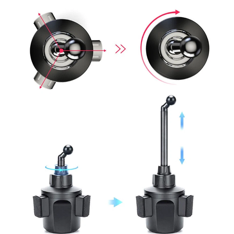 Universal 360° Adjustable Car Mount Cup Stand Cradle Holder For iPhone Samsung - Image 3 of 4