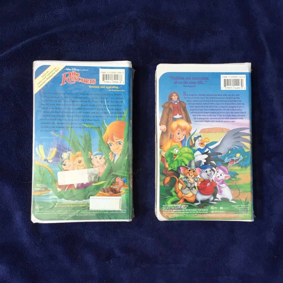 Disney Black Diamond Factory Sealed VHS The Rescuers & The Rescuers Down Under  - Image 2 of 4