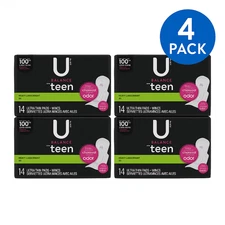 U by Kotex Balance Teen Pads with Wings 14 ct × 4 Packs = 56 Total New
