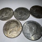 Lot Of 5, 40% Silver Kennedy Half Dollars