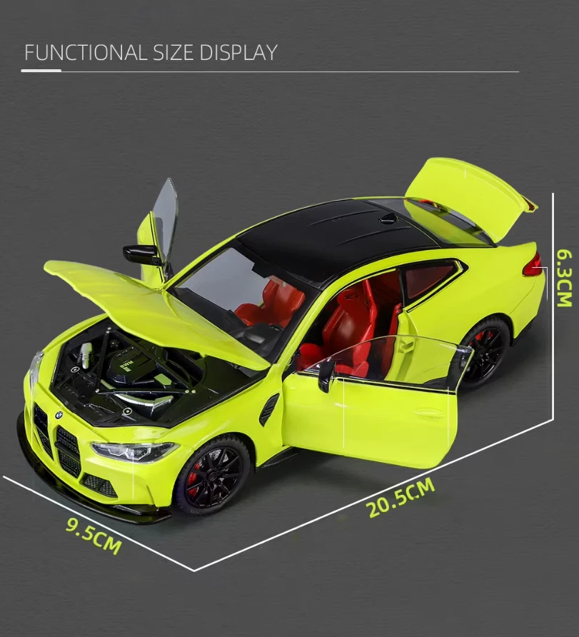 Neu 1:24 M4 G82 Coupe Diecast Modell Sport Auto Metall Simulation Modell|Toy car - Bild 3 von 4