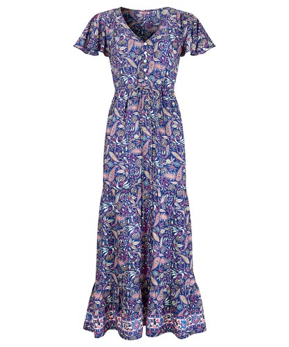 Joe Browns Women's Boho Paisley Printed Frilly Sleeve Tiered Maxi Dress, Blue, - Picture 2 of 5