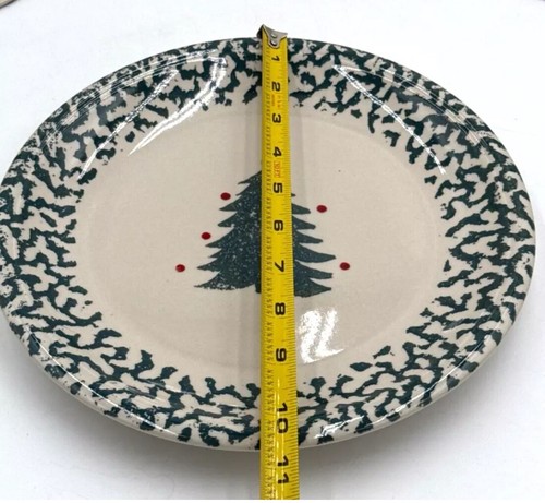 Folk Craft by Tienshan, Winter Wonderland Spongeware Dinner Plates, Set of 4 - Picture 3 of 7