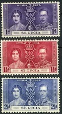 St Lucia 1937 Coronation King George & Queen Elizabeth MH (SC# 107-109)