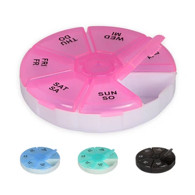 Pillendose 7 Tage Medikamentenbox Tablettendose Tablettenbox Runde Pillenbox - Bild 1 von 4