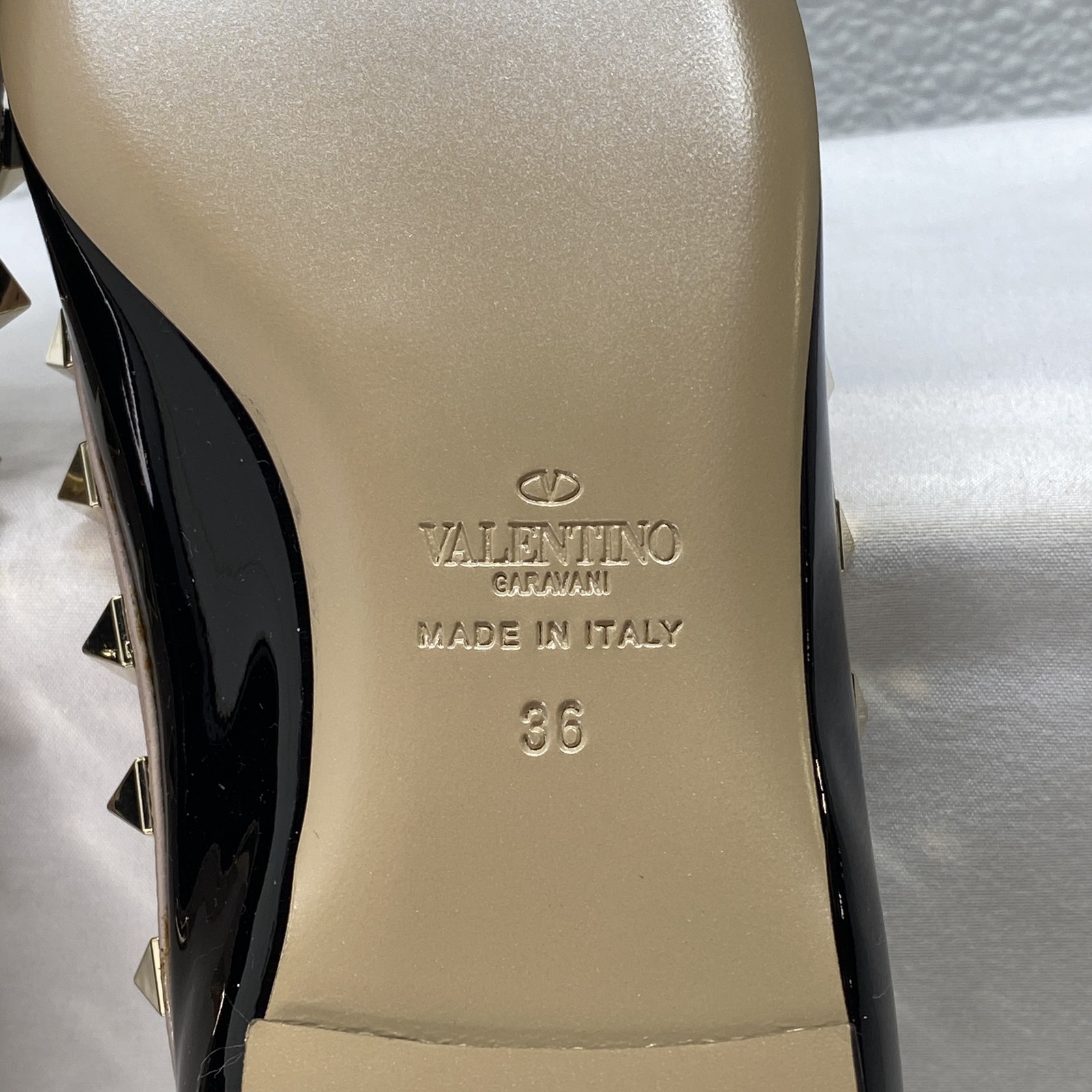 Valentino Garavani Patent Rockstud Ballet Flat Women Size 6 Leather Black Poudre thumbnail 7