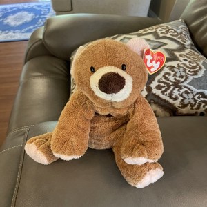Vintage 2002 Ty Pluffies “Slumbers” Brown Bear Plush Gently Used With Tags 