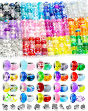 231PCS European Large Hole Beads, 12 Colors Spacer Beads 5Mm Hole Design, 11 M
