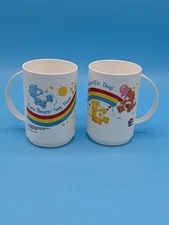 2 VTG 1985 Care Bears Plastic Cups Pizza Hut With Handle Have A Bear-rific Day