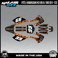 Kalair GFX Graphics Kit for Kawasaki KX85 KX100 (2001-2013)  REVOLT - Orange