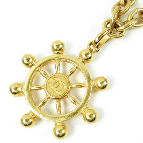 Collana lunga CHANEL motivo timone qui segno 94P oro bussola nave marina