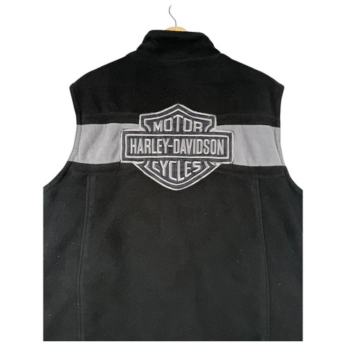 Vintage Harley Davidson Fleece Biker Vest Men's Black Large - Picture 6 of 7