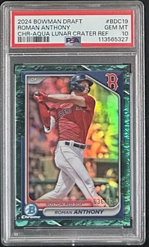 2024 Chrome Roman Anthony #BDC-19 Aqua Lunar Crater  Refractor /125 (RC) PSA 10