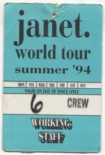 Vintage 1994 Janet Jackson Concert Backstage Pass Working Staff