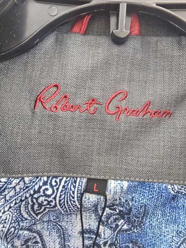 Robert Graham Lightweight Textured Poly Utility Jacket Men's L Gray Full Zip image 13