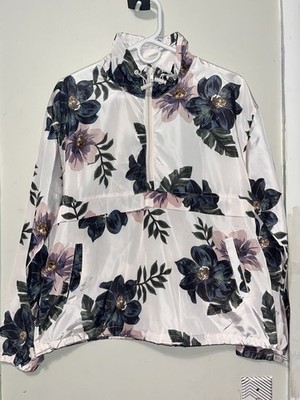 Floral Print Trending Thread & Supply 1/4 zip Up lightweight Windbreaker Medium