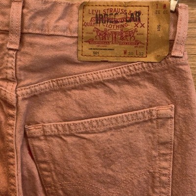 Vintage Levis 501 Jeans 90s Terracotta Pink Made in UK Irregular W30 L32