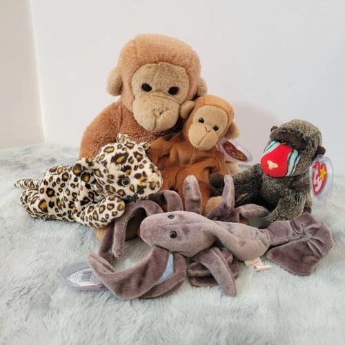 5 Vintage 90s Retired Ty Beanie Baby/ Buddies Bongo Baby Bongo Cheeks Stinger...