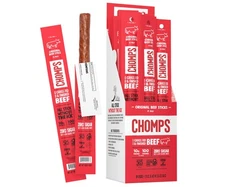 Chomps Grass-Fed and Finished Original Beef Jerky Snack Sticks 24-Pack