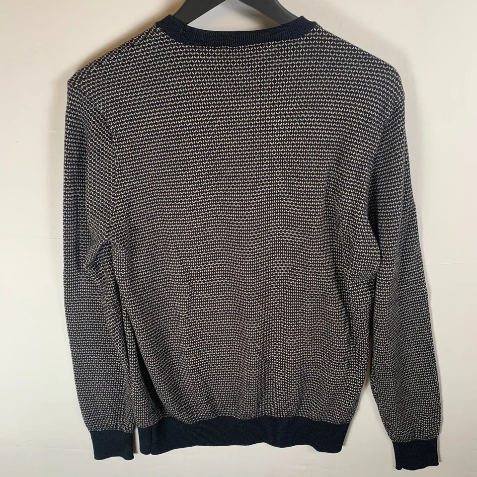 EMPORIO ARMANI Crew Neck Pullover Sweater Men 100% Wool Slim XLarge Gray Blue - Image 3 of 4