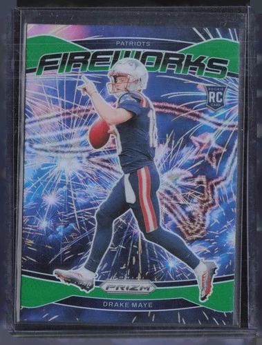 2024 Panini Prizm Fireworks Green #22 Drake Maye RC Rookie