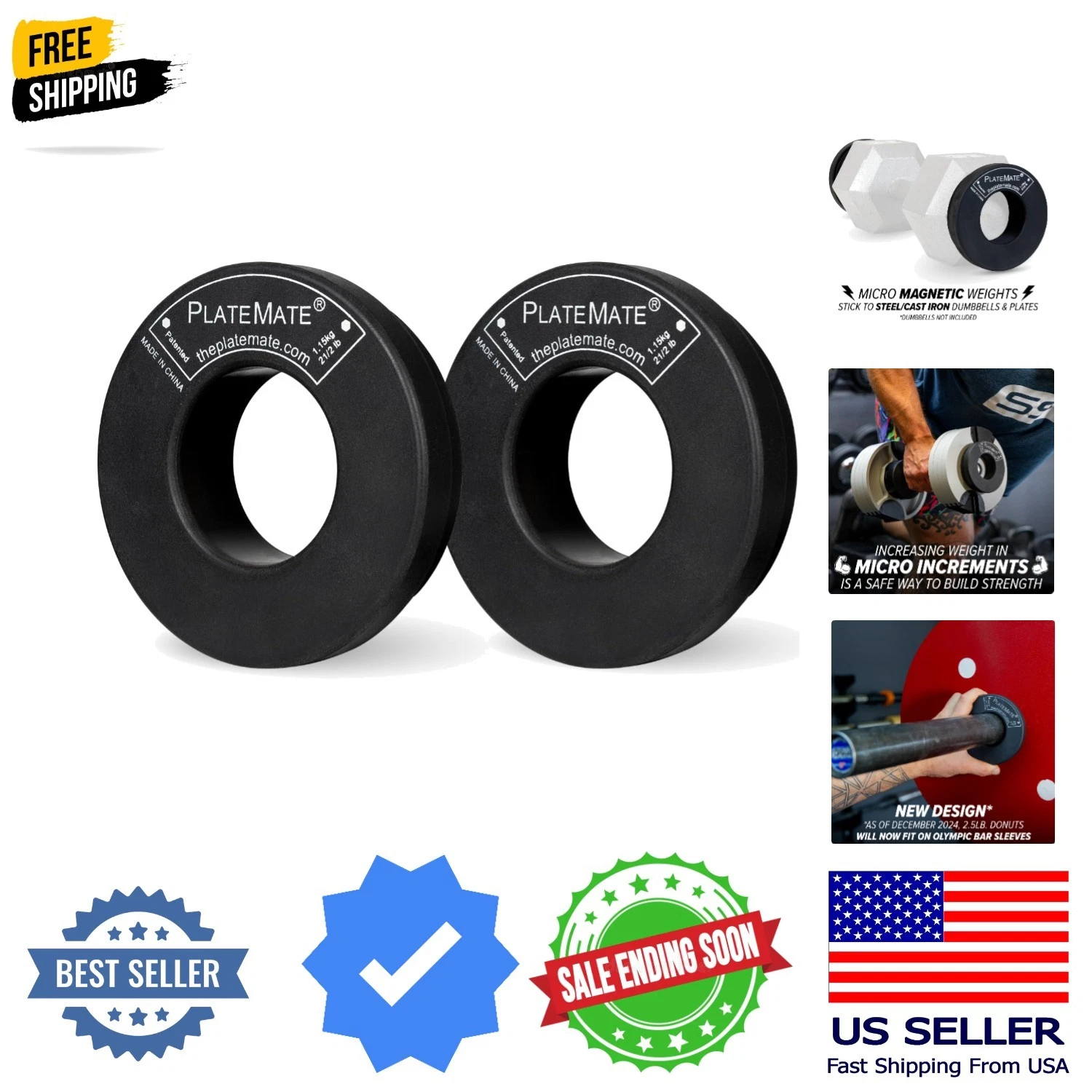Microload Pair 2 1/2 lb. Magnetic Donut Weights 5 lb. Set
Opens in a new window or tab