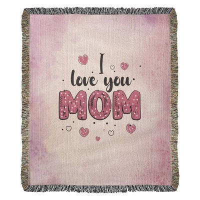 Mom Woven Cotton Throw Blanket Gift