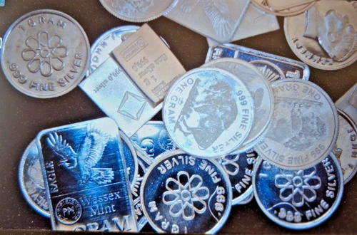 20 Gram Mixed Silver Lot .999 Fine Silver Rounds & Bars - NEW UNCIRCULATED GRAMS