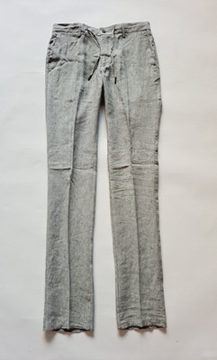 NEW Men's Germano Light Grey 100% Lino Pants Size IT 48